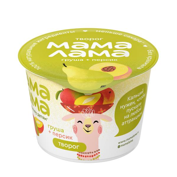 Изображение Творог 3,8% с 3 лет Мама лама персик груша Эрманн п/б, 100 г
