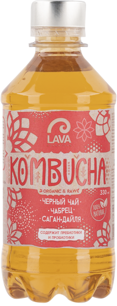 Изображение Напиток газ Лава Комбуча черный чай чебрец Хозсфера п/б, 0,33 л