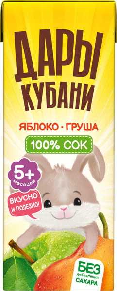 Изображение Сок с 5 месяцев Дары Кубани груша яблоко Южная Соковая Компания т/п, 200 мл