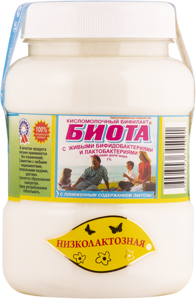 Изображение Бифилакт 1% Биота низколактозный Кубаньтехносервис п/б, 450 мл