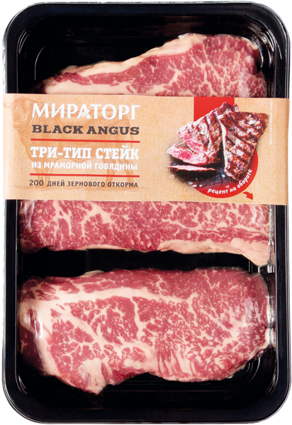 Изображение Мясо охлаждённое Стейк Три -Тип из мраморной говядины Мираторг ТК в/у, 390 г