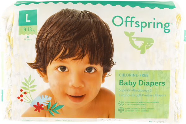 Изображение Подгузники L 9-13кг Оффспринг котик космос сидней лимон Фуджиан Блю м/у, 36 шт