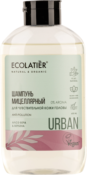 Изображение Шампунь для всех типов волос Эколатье урбан БИО алоэ вера вербена питание ЭкоЛаборатория п/у, 600 мл