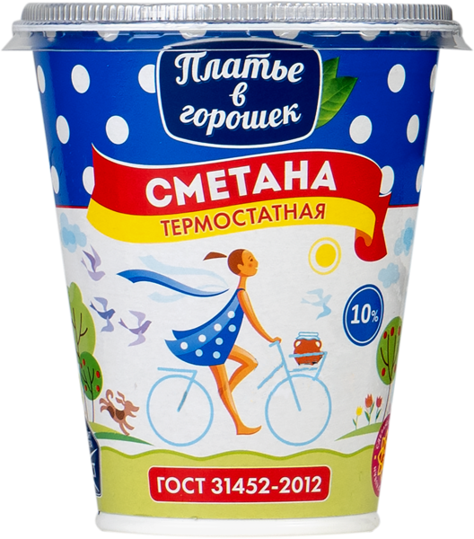 Изображение Сметана 10% термостатная Платье в горошек Новокубанский МК п/б, 300 г