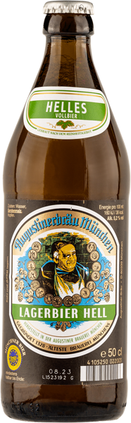 Изображение Пиво светлое Лагер 5,2% Августинер хелл Августинер с/б, 0,5 л