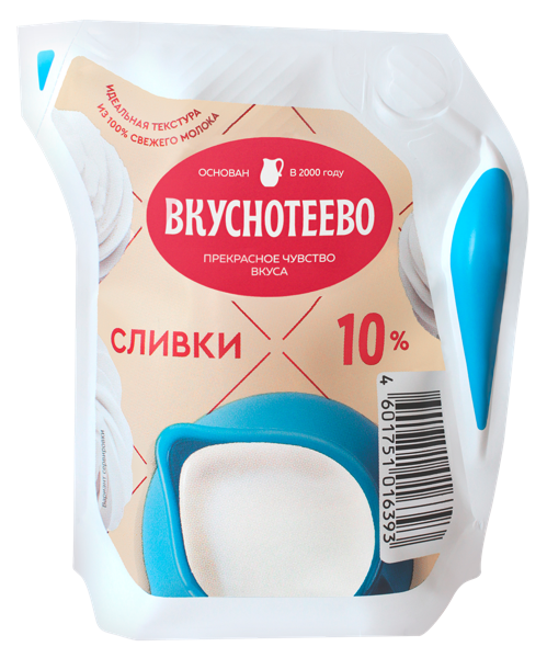 Изображение Сливки 10% Вкуснотеево ультрапастеризованные Молвест м/у, 125 мл
