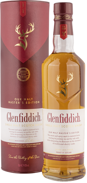 Изображение Виски односолодовый Гленфиддик молт мастерс 12 лет Уильям Грант туба п/у, 0,7 л