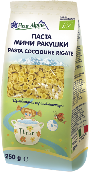 Изображение Паста из твердых сортов Флер Альпин БИО мини ракушки Граноро Срл м/у, 250 г