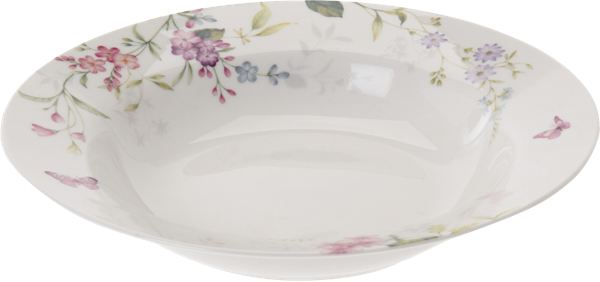 Изображение Тарелка 23см белая Купман с цветами суповая Купман Интернэшнл , 1 шт