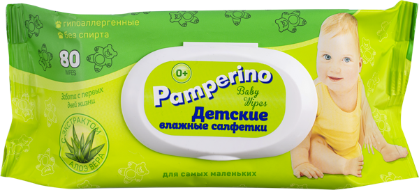 Изображение Салфетки влажные детские Памперино Авангард ООО м/у, 80 шт