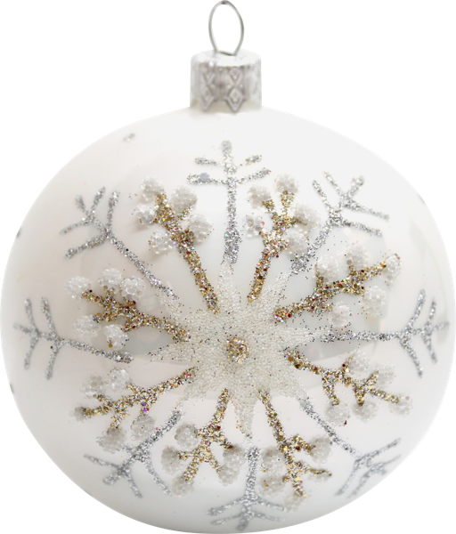 Изображение Шар 8см Купман белый снежинка Купман Интернэшнл п/у, 1 шт