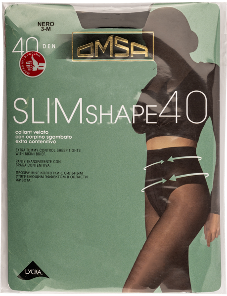 Изображение Колготки 40 ден размер 3 Омса слим шип неро Омса к/у, 1 шт