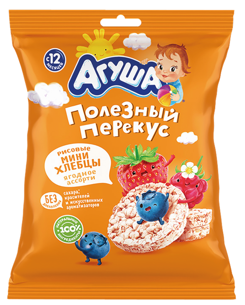 Изображение Хлебцы рисовые мини Агуша ягодное ассорти Хлебпром м/у, 30 г