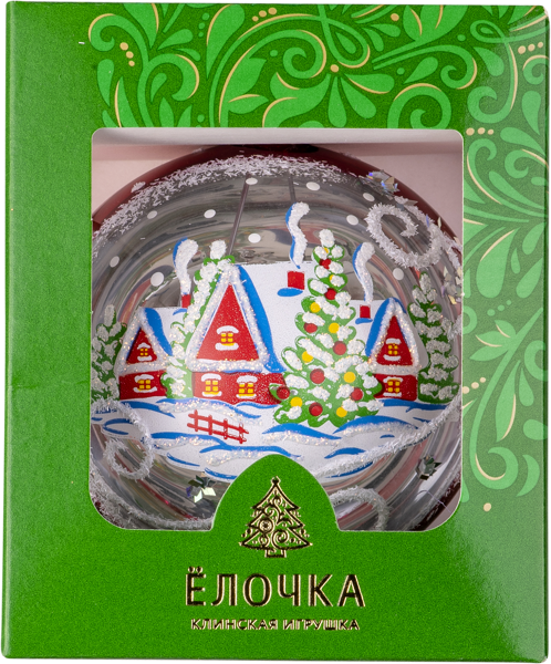 Изображение Шар 4 Зимний пейзаж стекло Ёлочка с2054 Клинская игрушка к/у, 1 шт
