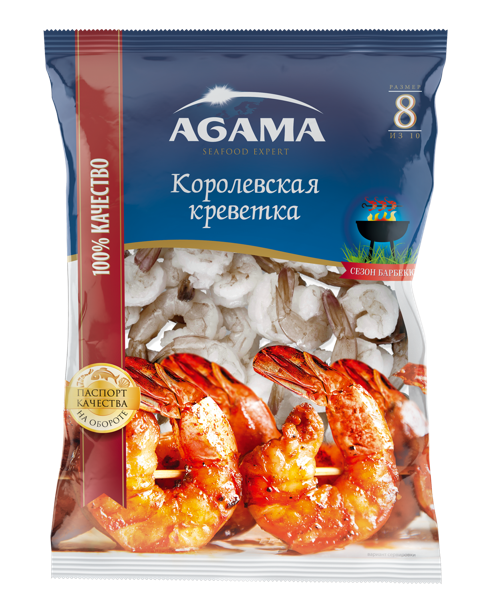 Изображение Морепродукты с/м для гриля Агама креветки королевские Агама м/у, 850 г