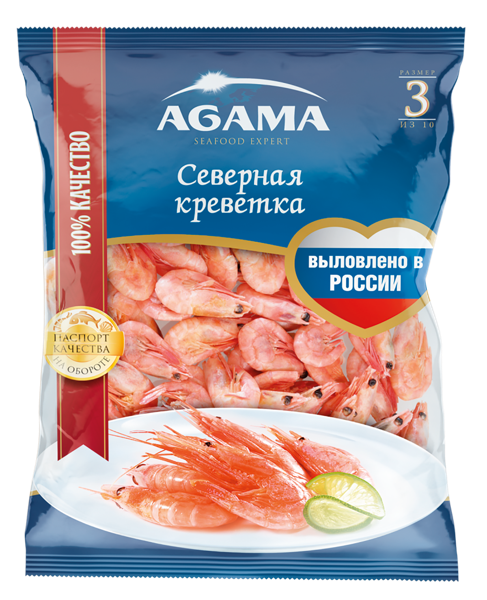 Изображение Морепродукты замороженные Агама креветки северные Агама м/у, 850 г