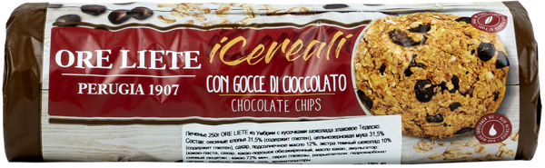 Изображение Печенье злаковое Оре Лиете из Умбрии с кусочками шоколада Тедеско м/у, 250 г