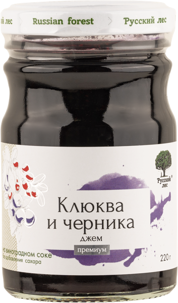 Изображение Джем без сахара Русский лес клюква черника Русский лес с/б, 220 г