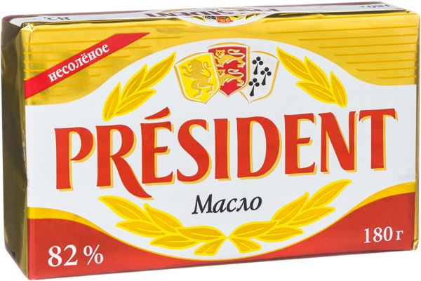 Изображение Масло 82% сливочное Президент Ляховичский МЗ м/у, 180 г