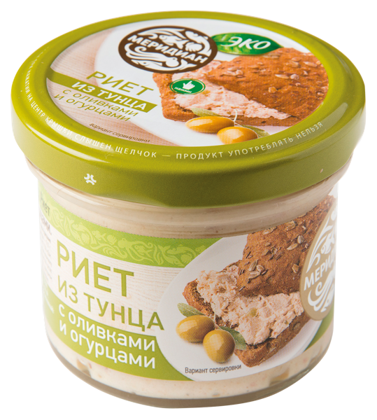Изображение Риет из тунца Меридиан с оливками и огурцами Меридиан ПКП с/б, 100 г