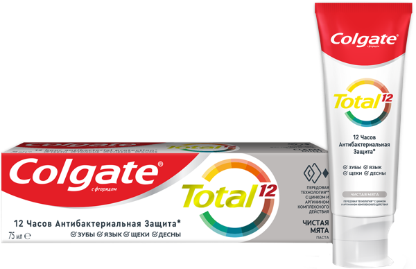 Изображение Зубная паста отбеливающая Колгейт тотал 12 чистая мята Колгейт Палмолив к/у, 75 мл