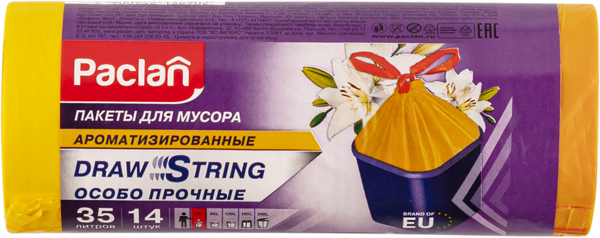 Изображение Мешки для мусора 35л Паклан мультитоп арома завязки СеДо сп м/у, 14 шт