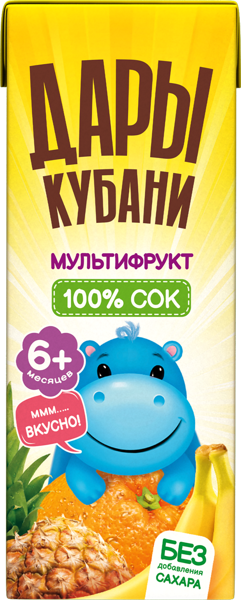 Изображение Сок с 6 месяцев Дары Кубани мультифрукт Южная Соковая Компания т/п, 200 мл