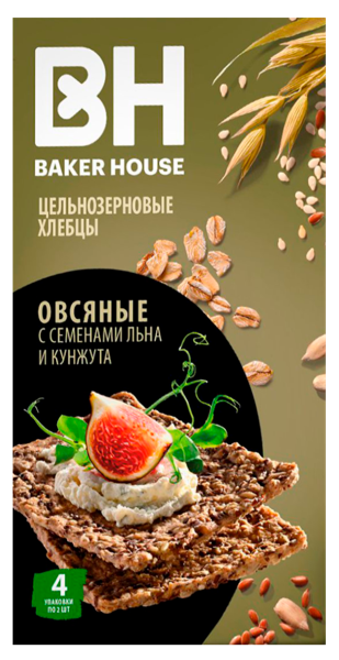 Изображение Хлебцы овсяные цельнозерновые Бейкер Хаус Скандинавские лен кунжут Раменский кор, 180 г