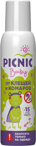 Изображение Аэрозоль от комаров и клещей Пикник бэйби на одежду Арнест ж/б, 125 мл