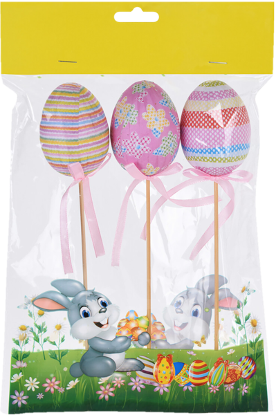 Изображение Яйцо 23см на палочке Купман цветное с рисунком Купман Интернэшнл , 3 шт