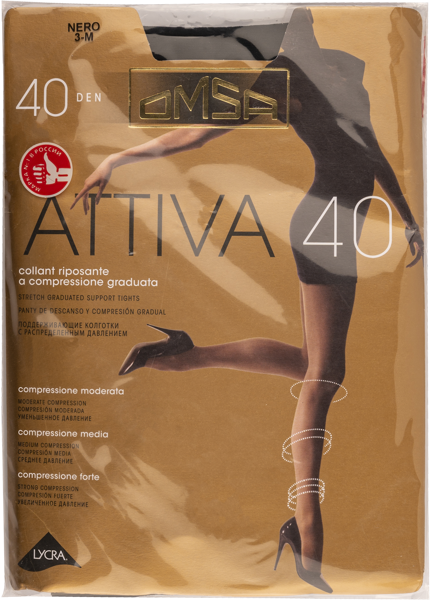 Изображение Колготки 40 ден размер 3 Омса аттива неро Омса к/у, 1 шт