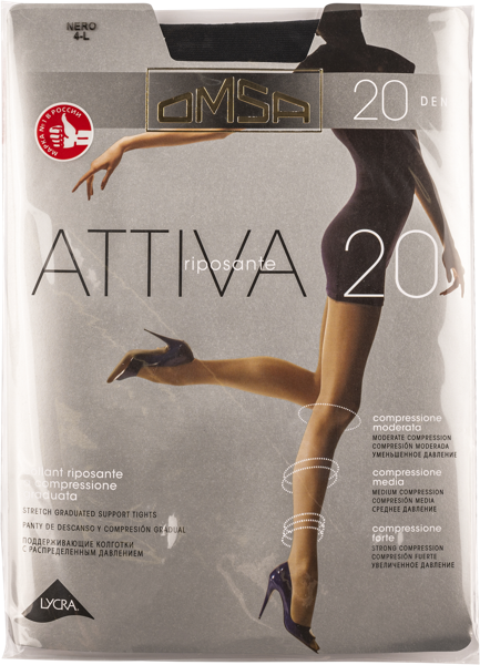 Изображение Колготки 20 ден размер 4 Омса аттива неро Омса м/у, 1 шт