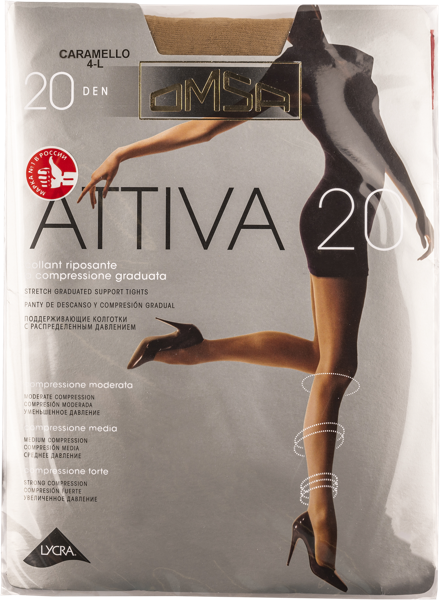 Изображение Колготки 20 ден размер 4 Омса аттива карамелло Омса м/у, 1 шт