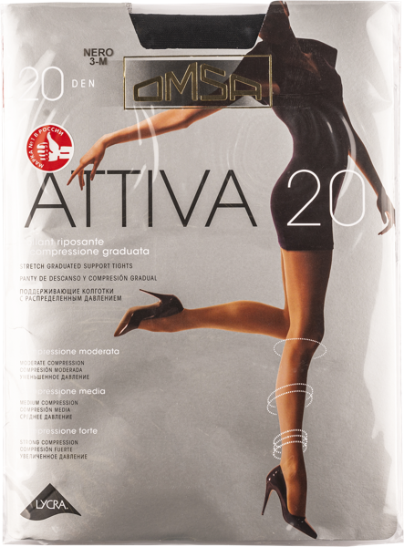 Изображение Колготки 20 ден размер 3 Омса аттива неро Омса м/у, 1 шт