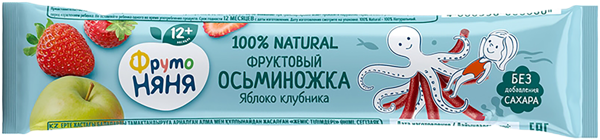 Изображение Фруктовые кусочки с 12 мес Фрутоняня Осьминожка яблоко клубник Прогресс м/у, 16 г