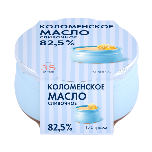 Изображение Масло 82,5% сливочное Коломенское традиционное несоленое Коломенское к/б, 170 г