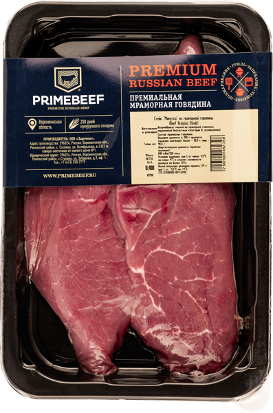 Изображение Мясо говяжье охлаждённое Праймбиф стейк минутка Заречное ООО в/у, 400 г