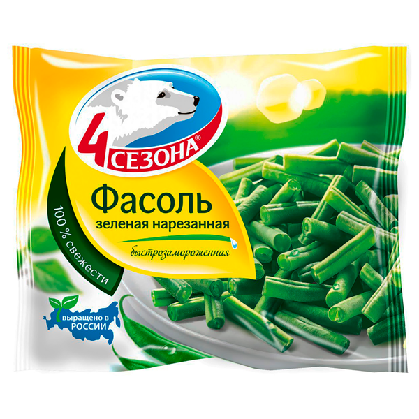 Изображение Овощи замороженные 4 Сезона фасоль зеленая Хладоком Западный м/у, 400 г