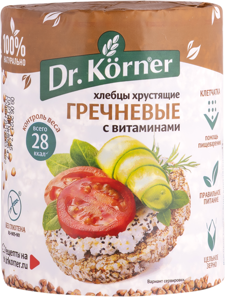 Изображение Хлебцы гречневые Др. Кёрнер с витаминами Хлебпром м/у, 100 г