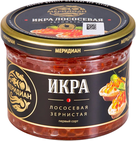 Изображение Икра лососевая Меридиан зернистая Меридиан ТД с/б, 210 г