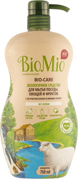 Изображение Средство для посуды и овощей Биомио БИО без запаха Сплат Косметика п/у, 750 мл