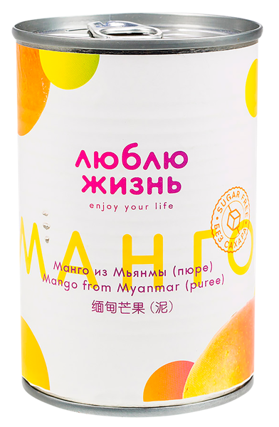 Изображение Манго пюре Люблю Жизнь без сахара Мьянма ж/б, 430 г