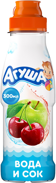 Изображение Вода для детей Агуша с соком яблоко вишня ВБД п/б, 300 мл