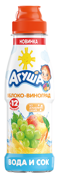 Изображение Вода для детей Агуша с соком яблоко виноград ВБД п/б, 300 мл