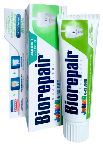 Изображение Зубная паста детская 6-12лет Биорепеир джуниор деликатная мята Косвелл к/у, 75 мл