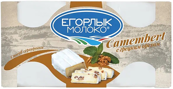 Изображение Сыр 50% с плесневой корочкой Егорлык Молоко камамбер с орехом Егорлык Молоко кор, 125 г
