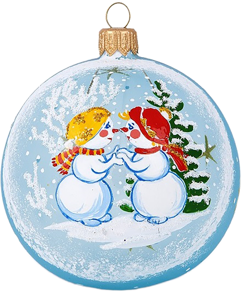 Изображение Шар 4 Снеговички стекло Ёлочка с1755 Клинская игрушка к/у, 1 шт