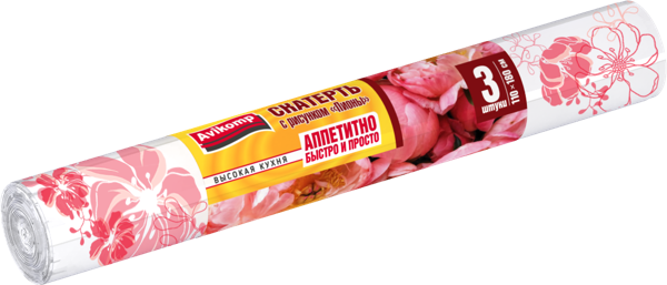 Изображение Скатерть 110*180см одноразовая Авикомп пионы Авикомп м/у, 1 шт