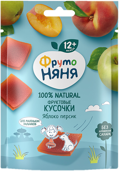 Изображение Фруктовые кусочки с 12 мес Фрутоняня яблоко персик Прогресс м/у, 53 г