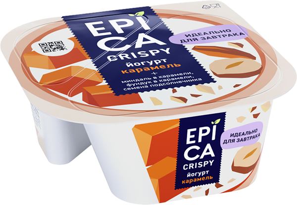 Изображение Йогурт 10,2% Эпика Криспи карамель с орехами Эрманн п/б, 140 г